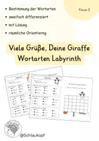 Vorschau - Arbeitsblätter - Viele Grüße deine Giraffe Wortarten Labyrinth - Deckblatt