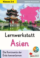 Vorschau - Arbeitsblätter - Lernwerkstatt Kontinente - Asien | Sachunterricht Klasse 2-4 Grundschule | China, Indien, Japan, Russland, Regenwald, Klimazonen, Tierwelt | differenzierte Arbeitsblätter Kopiervorlagen mit Lösungen - Deckblatt