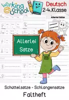 Vorschau - Arbeitsblätter - Schüttelsätze und Schlangensätze Klasse 2-4 | Satzbau Deutsch | Faltheft - Deckblatt