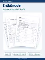 Vorschau - Arbeitsblätter - Stellenwertsystem: Entbündeln bis 1.000 – Dienes Material - Deckblatt
