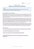 Vorschau - Arbeitsblätter - Arbeitsblatt Chemie Klasse 8 - Wasser als chemische Verbindung - Deckblatt