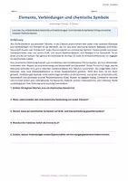 Vorschau - Arbeitsblätter - Arbeitsblatt Chemie Klasse 8 - Elemente Verbindungen und chemische Symbole - Deckblatt