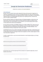 Vorschau - Arbeitsblätter - Arbeitsblatt Chemie Klasse 8 - Energie bei chemischen Reaktionen - Deckblatt