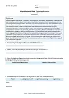 Vorschau - Arbeitsblätter - Arbeitsblatt Chemie Klasse 8 - Metalle und ihre Eigenschaften - Deckblatt