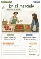 Vorschau - Arbeitsblätter - Spanisch A1 Sprechstarter Essen & Einkaufen | 6 visuelle Bildimpulse - Seite 2