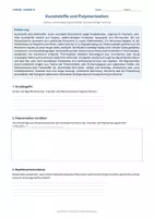 Vorschau - Arbeitsblätter - Arbeitsblatt Chemie Klasse 12 - Kunststoffe und Polymerisation - Deckblatt