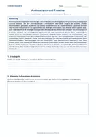 Vorschau - Arbeitsblätter - Arbeitsblatt Chemie Klasse 12 - Aminosäuren und Proteine - Deckblatt