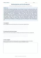 Vorschau - Arbeitsblätter - Arbeitsblatt Chemie Klasse 12 - Kohlenhydrate und ihre Strukturen - Deckblatt