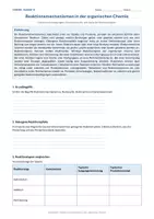 Vorschau - Arbeitsblätter - Arbeitsblatt Chemie Klasse 12 - Reaktionsmechanismen in der organischen Chemie - Deckblatt