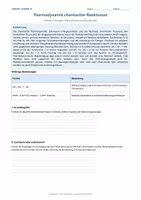 Vorschau - Arbeitsblätter - Arbeitsblatt Chemie Klasse 12 - Thermodynamik chemischer Reaktionen - Deckblatt