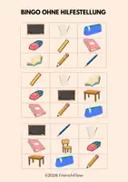 Vorschau - Arbeitsblätter - Französisch-Bingo – Klassenzimmerwortschatz mit & ohne Worthilfe - Deckblatt