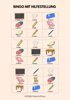 Vorschau - Arbeitsblätter - Französisch-Bingo – Klassenzimmerwortschatz mit & ohne Worthilfe - Seite 2