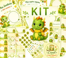 Aperçu - Affichage - Kit cahier et étiquettes petit dragon rigolo - Page de couverture