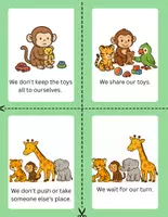 Προεπισκόπηση - Φύλλα εργασίας - Classroom Rules for Preschool & Kindergarten! Behavior Cards & Coloring Pages - Σελίδα 3