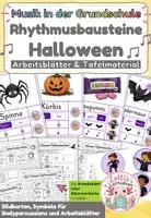 Vorschau - Stundenentwürfe - Rhythmusbausteine Halloween – Musik Grundschule | Bildkarten, Arbeitsblätter & Body Percussion Klasse 1–4 - Deckblatt
