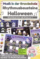 Vorschau - Spiele - Halloween Klettkarten Musik – Rhythmus zuordnen | Bild-Wort-Kreise für die Grundschule - Deckblatt