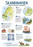 Vorschau - Arbeitsblätter - Lernposter + Arbeitsblätter zum Thema "Skandinavien" + Lösung & MP3 + Mindmap + Infografik - Deckblatt