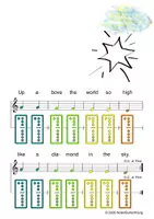 Vorschau - Arbeitsblätter - (B) Twinkle, twinkle, little star - Singen, Glockenspiel, Blockflöte / Kinderlieder - Spielend leichter Einstieg für Anfänger / Bunte Noten Rainbow B - Seite 1