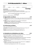Vorschau - Test - Klassenarbeit Ch10 KA1: Alkane - Eigenschaften, Nomenklatur und Radikalische Substitution - Seite 1