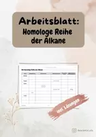 Vorschau - Arbeitsblätter - Arbeitsblatt - Die Homologe Reihe der Alkane - Deckblatt
