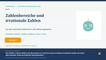 Vorschau - Stundenentwürfe - Mathe Unterrichtsvorbereitung Irrationale Zahlen - Deckblatt
