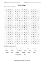 Vorschau - Spiele - Suchsel Paarhufer - 3 Schwierigkeitsgrade - Biologie, Sachunterricht - Deckblatt