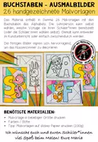 Vorschau - Mal- und Bastelvorlagen - Buchstaben - 26 Ausmalbilder - Seite 1