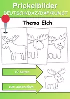 Vorschau - Arbeitsblätter - Prickelbilder / Fensterbilder Thema Elch - Grundschule - Bastelvorlagen - Deckblatt