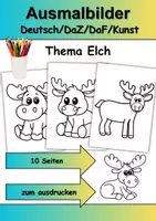 Vorschau - Mal- und Bastelvorlagen - Ausmalbilder Thema Elch - Grundschule - Bastelvorlagen - Deckblatt
