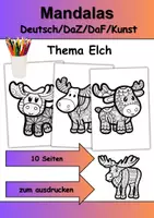 Vorschau - Arbeitsblätter - Mandalas Thema Elch - Grundschule - Bastelvorlagen - Deckblatt