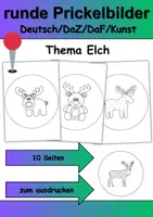 Vorschau - Arbeitsblätter - runde Prickelbilder / Fensterbilder: Elch - Grundschule - Bastelvorlagen - Deckblatt