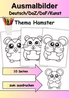 Vorschau - Arbeitsblätter - Ausmalbilder & Prickelbilder PAKET Thema Hamster - Grundschule - Bastelvorlagen - Seite 1
