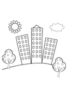 Vorschau - Mal- und Bastelvorlagen - Ausmalbilder Thema Hochhäuser - Grundschule - Bastelvorlagen - Seite 3