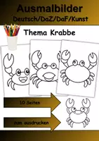Vorschau - Arbeitsblätter - Ausmalbilder Thema Krabbe - Grundschule - Bastelvorlagen - Deckblatt