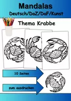 Vorschau - Arbeitsblätter - Mandalas Thema Krabbe - Grundschule - Bastelvorlagen - Deckblatt