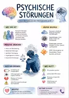 Vorschau - Arbeitsblätter - Lernposter + Arbeitsblätter zum Thema "psychischen Störungen" + Lösung & MP3 + Mindmap + Infografik - Deckblatt