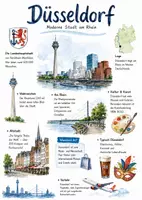 Vorschau - Arbeitsblätter - Lernplakat + Arbeitsblätter zum Thema "Düsseldorf" + Lösung & MP3 + Mindmap + Infografik - Deckblatt