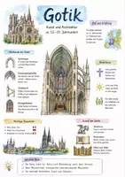 Vorschau - Arbeitsblätter - Lernposter + AB mit Fragen zum Thema "Gotik" + Lösungsblatt + Mindmap + Infografiken - Deckblatt