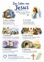 Vorschau - Arbeitsblätter - Lernposter + Arbeitsblätter zum Thema "Das Leben von Jesus" + Lösung & MP3 + Mindmap + Infografik - Deckblatt