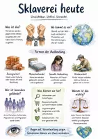 Vorschau - Arbeitsblätter - Lernposter + Arbeitsblätter zum Thema "Sklaverei heute" + Lösung & MP3 + Mindmap + Infografik - Deckblatt
