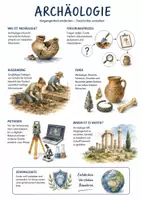 Vorschau - Arbeitsblätter - Lernposter + Arbeitsblätter zum Thema "Archäologie" + Lösung & MP3 + Mindmap + Infografik - Deckblatt