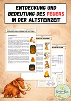Vorschau - Arbeitsblätter - Die Entdeckung und Bedeutung des Feuers in der Altsteinzeit – Lesetext & Arbeitsblätter | Kl. 5/6 - Deckblatt