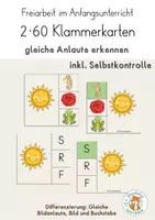 Vorschau - Stationenlernen - 2*60 Klammerkarten gleiche Anlaute mit Selbstkontrolle - Deckblatt