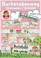 Vorschau - Stationenlernen - Buchstabenweg: Schilder und Stationen - Deckblatt