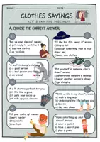 Προεπισκόπηση - Φύλλα εργασίας - Clothes sayings worksheet for A1-A2 EFL learners - Εξώφυλλο