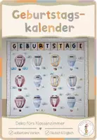Vorschau - Mal- und Bastelvorlagen - Geburtstagskalender Heißluftballons | Editierbare Klassenzimmerdeko - Bastelvorlagen - Deckblatt