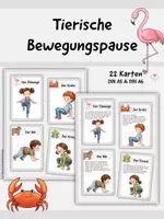 Vorschau - Stundenentwürfe - Tierische Bewegungspause | 22 Bewegungskarten für Grundschule, Kita & Kindergarten | Spiele für zwischendurch - Deckblatt