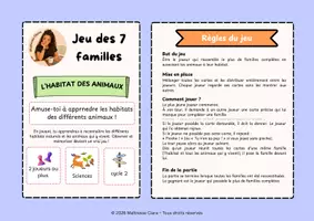 Aperçu - Préparation de séance / Séance complète - Jeu des 7 familles- l'habitat des animaux- sciences - Page 1