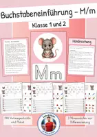 Vorschau - Arbeitsblätter - Buchstabeneinführung - Einführung Buchstabe M/m (3 fach differenzierte Arbeitsblätter, Plakat und Vorlesegeschichte) - Deckblatt