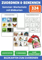 Vorschau - Fördermaterial/Inklusion - Sommerbegriffe zuordnen mit Bildkarten - Deckblatt